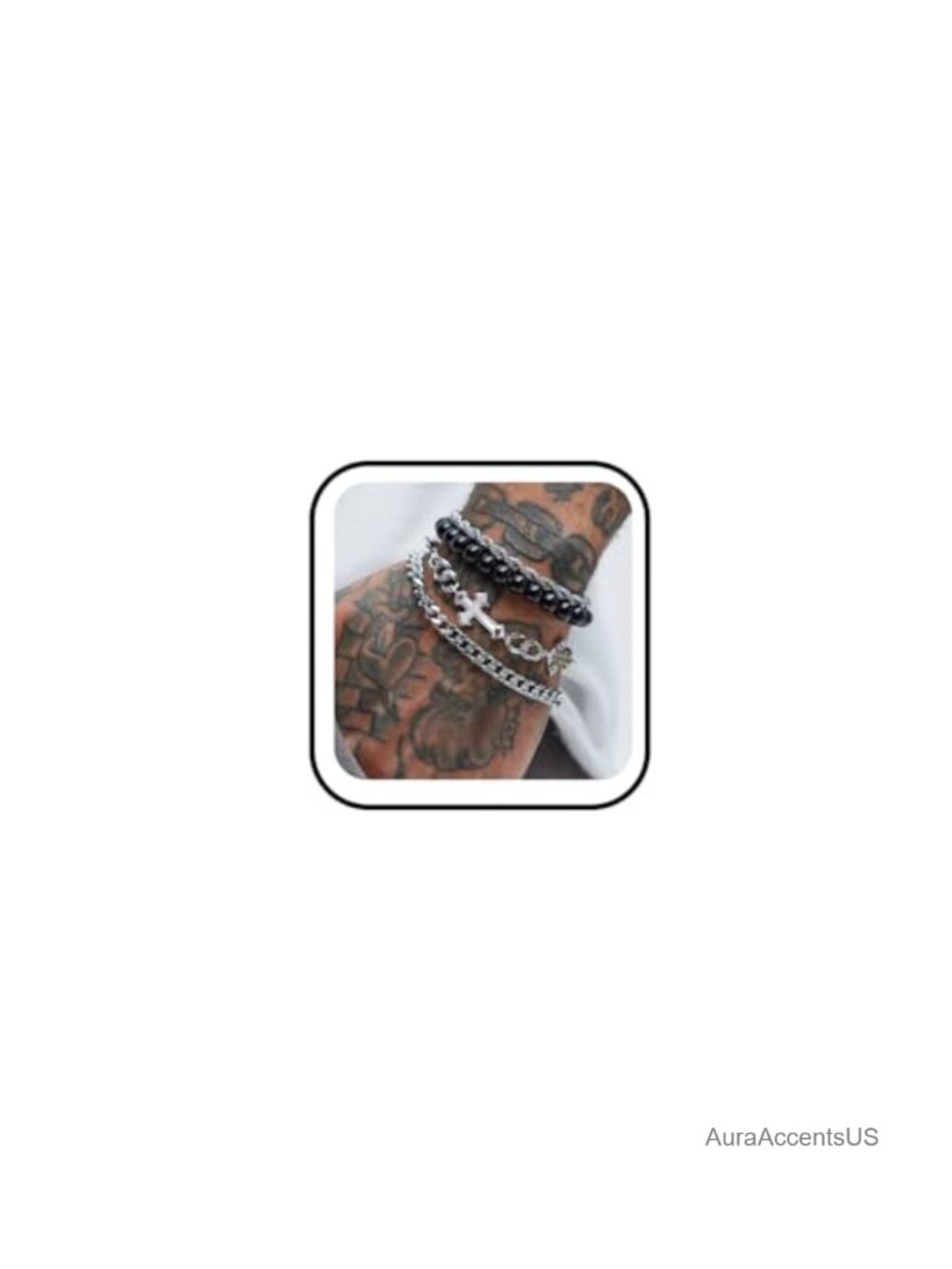 4 Stainless Steel Cross Bracelets Cuban Link Set Adjustable Punk Gothic Men